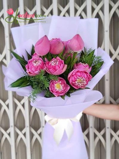 Bó hoa sen hồng - Nét đẹp Việt