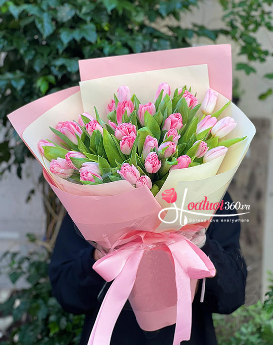 Bó hoa tulip hồng - Ngọt ngào lãng mạn