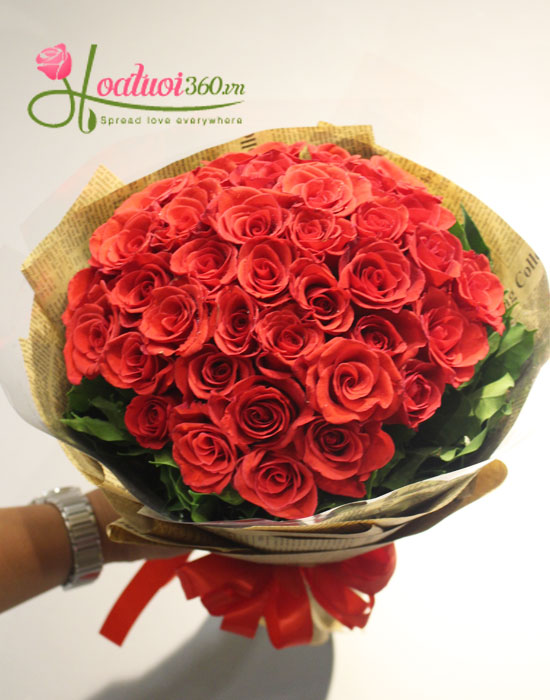 Hoa bó đẹp- Bó hoa hồng đỏ đắm say