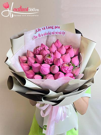 Bó hoa sen hồng - Hạnh phúc to lớn
