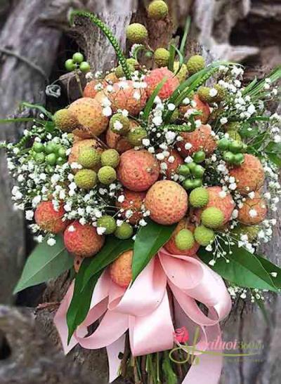 bó hoa trái cây vải thiều Hoa trái cây vải thiều