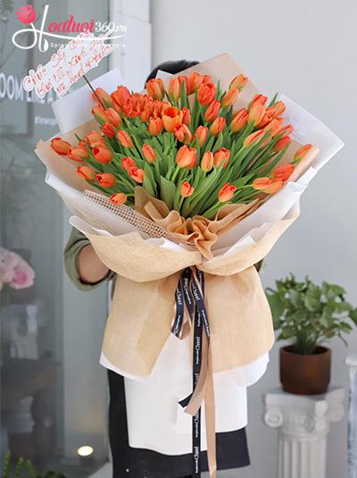 Bó hoa tulip cam - Hoàng hôn bên em