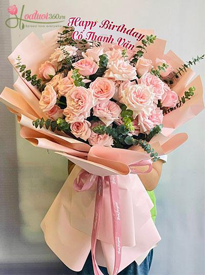 HOA SINH NHẬT  Lẵng hoa màu tím sang trọng chúc mừng sinh nhật mẹ yêu