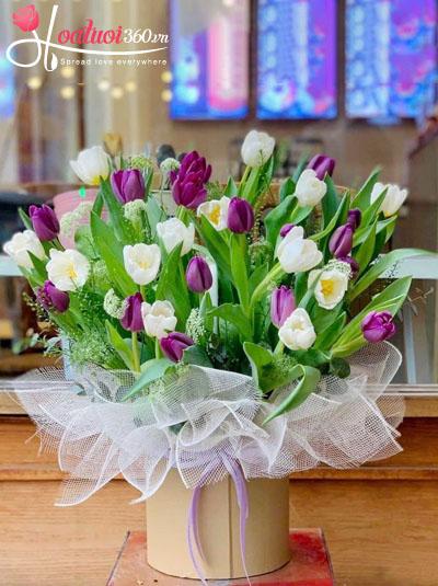 Hộp hoa tulip - Yêu thương nhân đôi