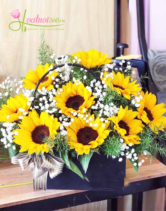 Basket of sunflowers to congratulate graduation