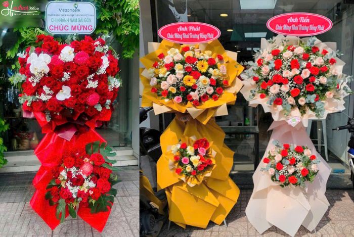 Kệ hoa khai trương xí nghiệp nhà máy khu vực Ô Môn