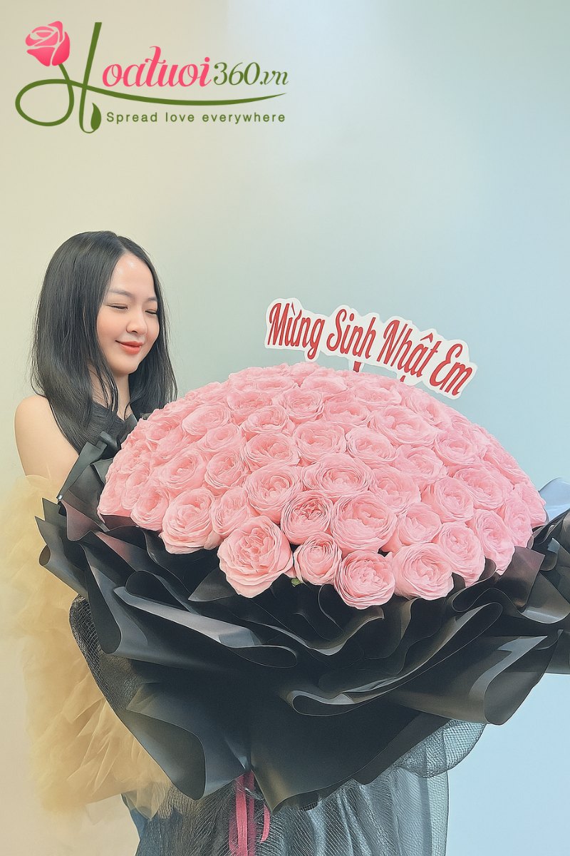 Bó hoa hồng Ohara màu hồng phấn ý nghĩa 