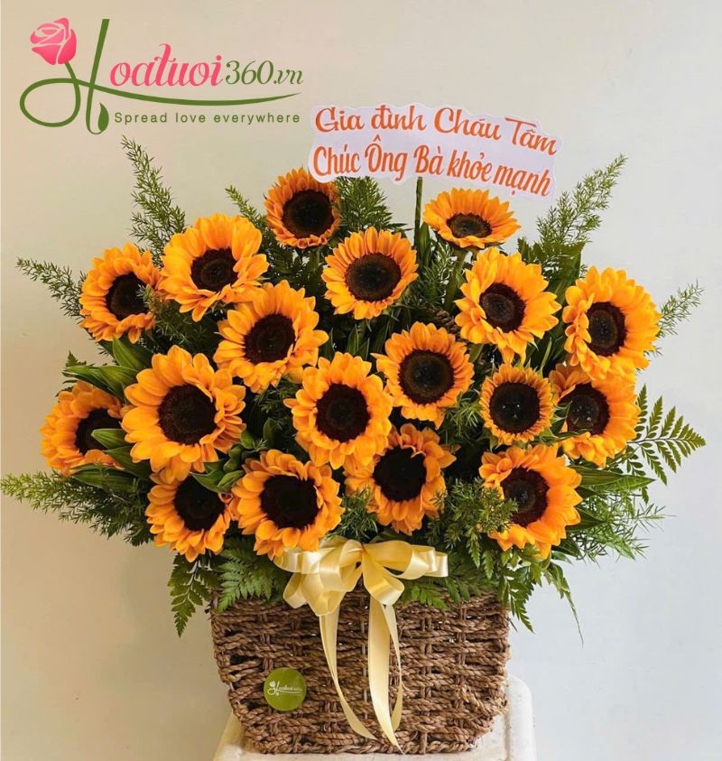 Hình ảnh giỏ hoa hướng dương đẹp