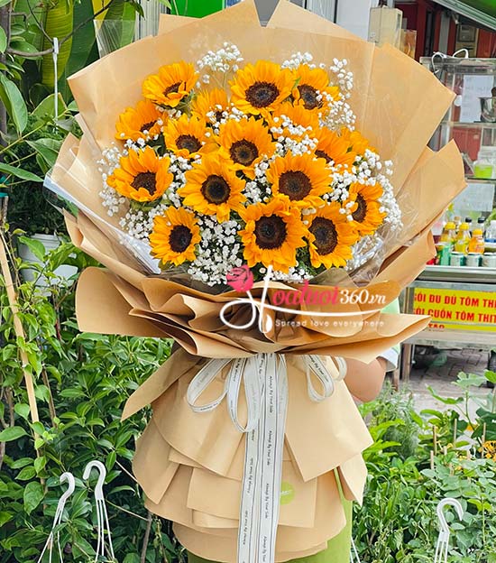 Hoa hướng dương bó 12 bông tươi đẹp rực rỡ giá chỉ từ 1.000.000 VNĐ