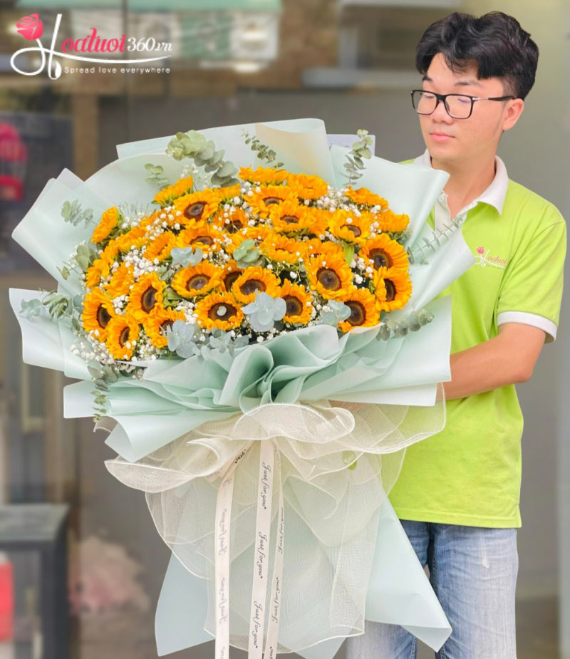 Bó hoa hướng dương chúc 20 tháng 10 xinh đẹp, vui vẻ và yêu đời