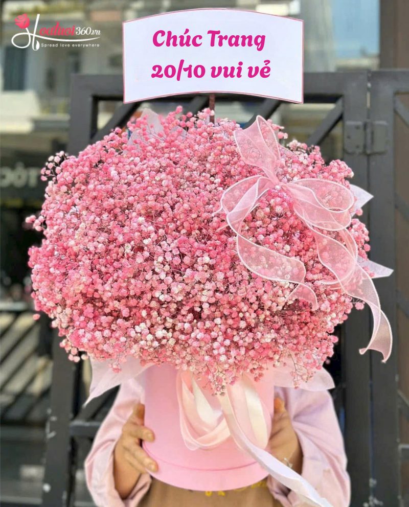 Hộp hoa baby hồng pastel tặng bạn gái 20/10 đẹp, giá rẻ