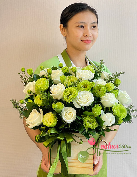 Hộp hoa sen xanh giao địa chỉ nhà phường Sài Gòn TPHCM
