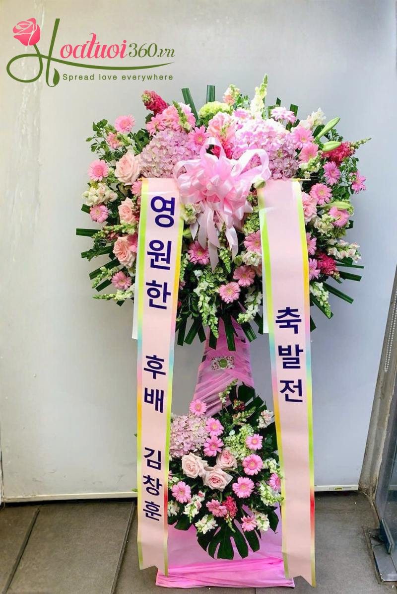 Lẵng hoa 2 tầng khai trương