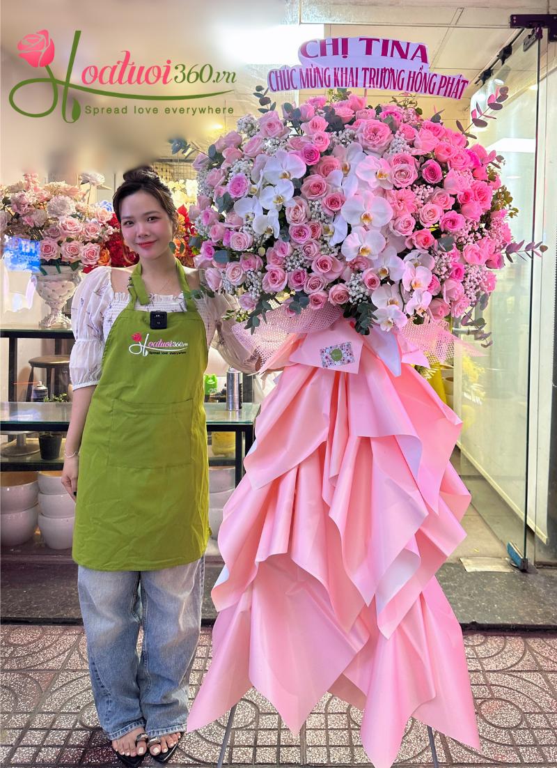 Lẵng hoa khai trương hồng phát sang trọng 