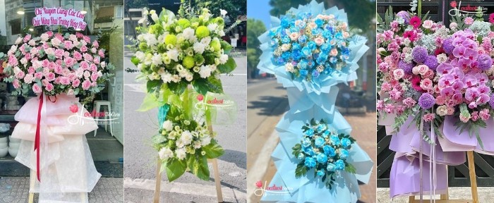 Mẫu hoa chúc mừng khai trương mix màu pastel