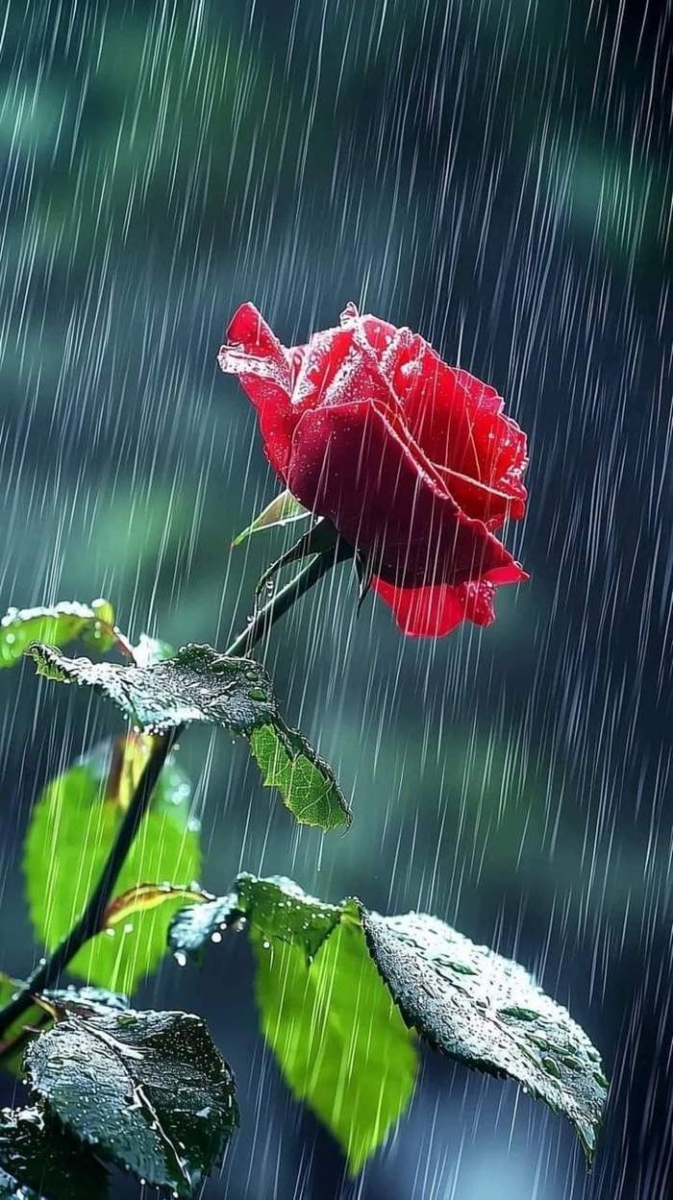 Ảnh hoa hồng buồn dưới mưa