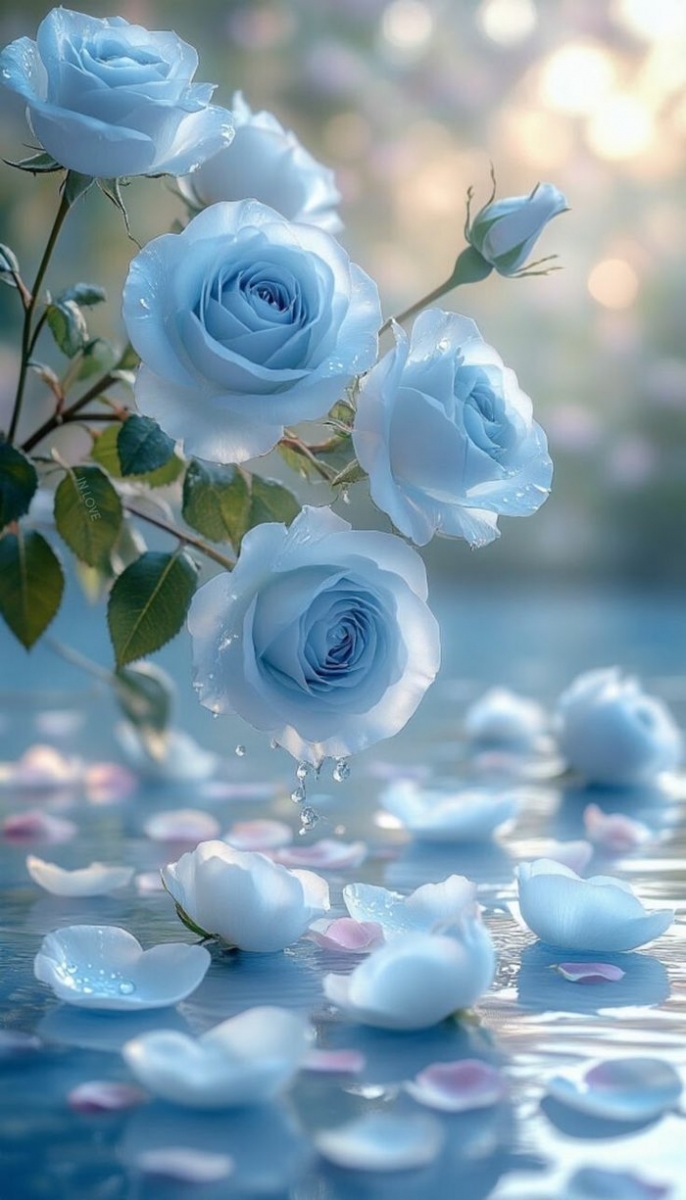 Ảnh hoa hồng xanh 3D độc lạ