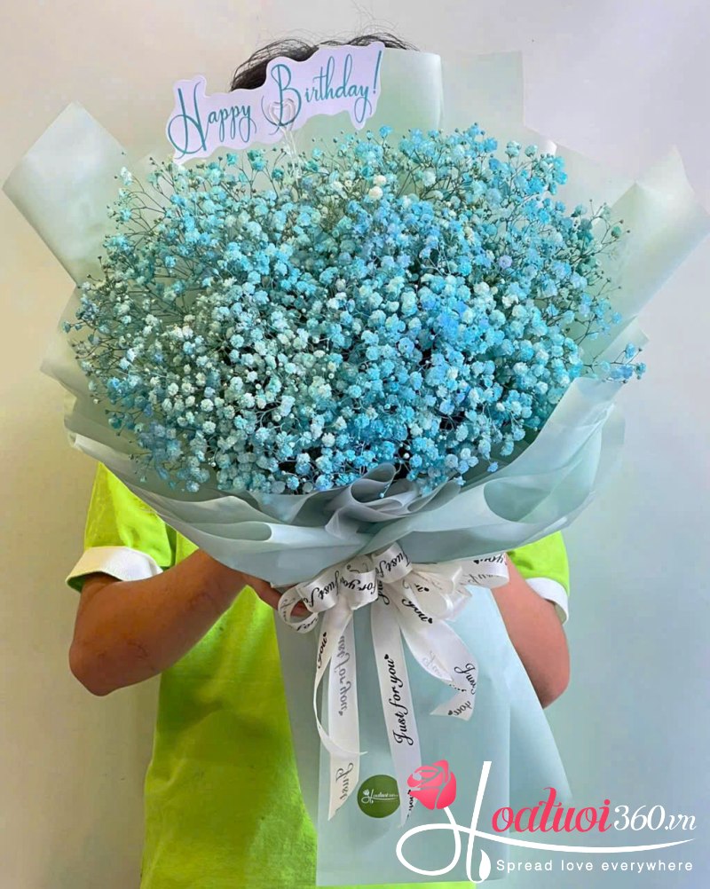 Hoa baby xanh bó tròn nhỏ 