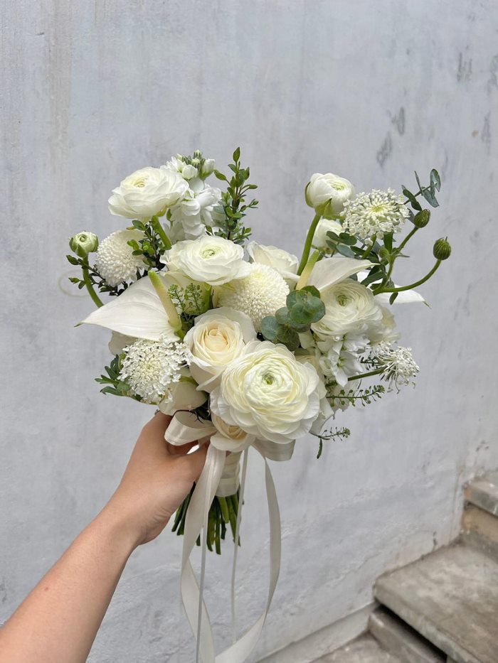 Bó hoa cưới mao lương cầm tay dành cho cô nàng nữ tính