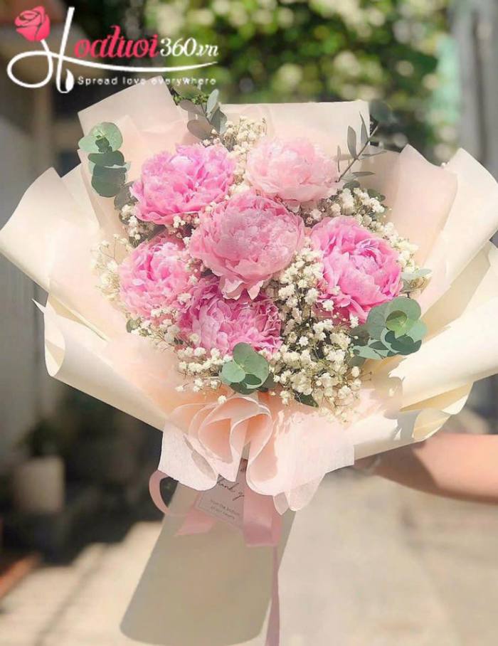 Bó hoa mẫu đơn tặng mẹ ngày Vu lan
