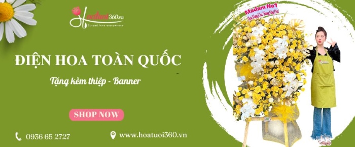 dịch vụ điện hoa khai trương tone vàng tại Hoa Tươi 360