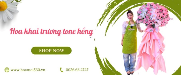 Đặt hoa khai trương tone hồng giao nhanh, giá tốt tại Hoa Tươi 360