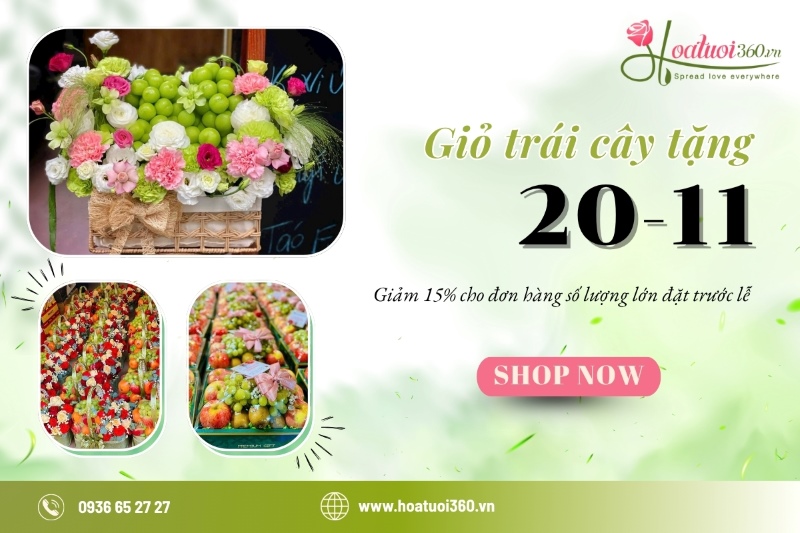 Địa chỉ đặt giỏ hoa quả tặng 20/11 uy tín, chất lượng