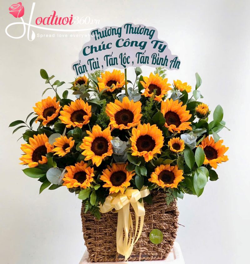 giỏ hoa hướng dương khai trương