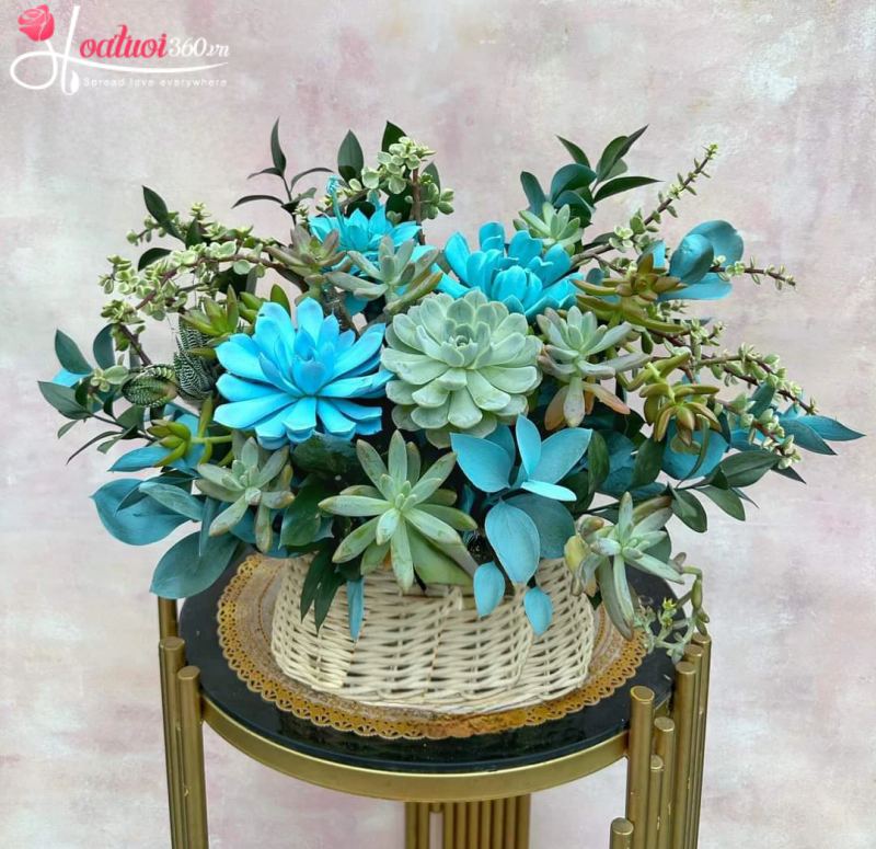 Giỏ hoa sen đá Nguồn Sinh Lộc
