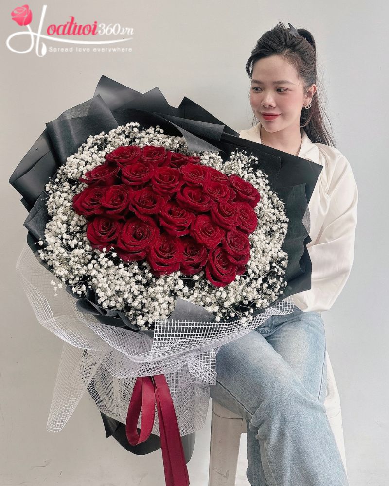 Giỏ hoa hồng đỏ là thể hiện sự say mê Tặng hoa xin lỗi bạn gái