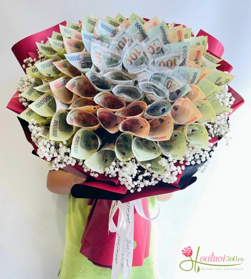bó hoa tiền tặng vợ ngày 20/10