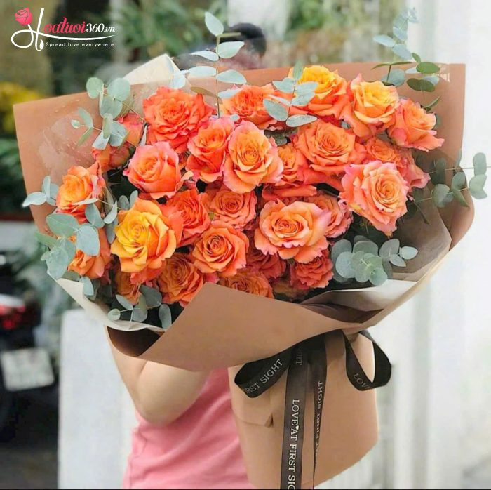 Bó hoa tình yêu hồng cam