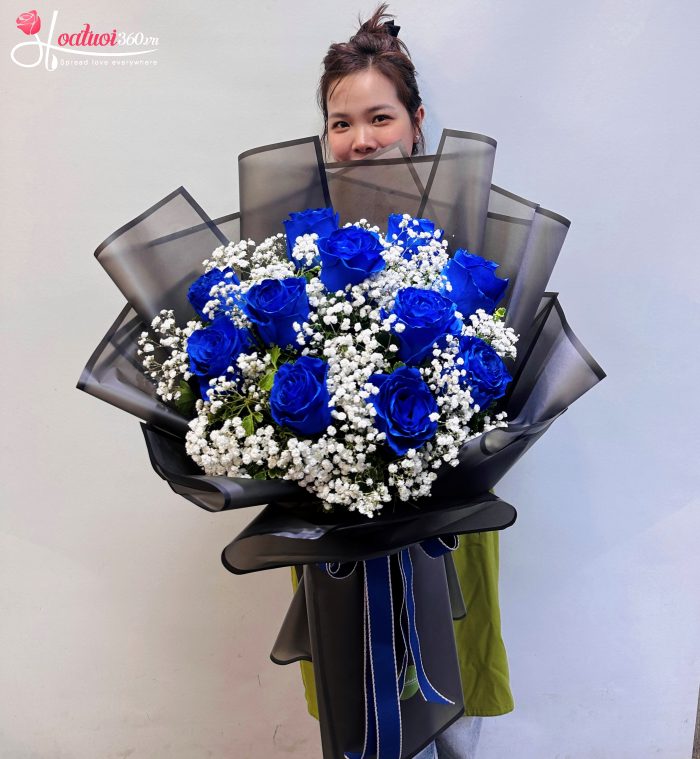 Bó hoa tặng tình yêu hoa hồng xanh