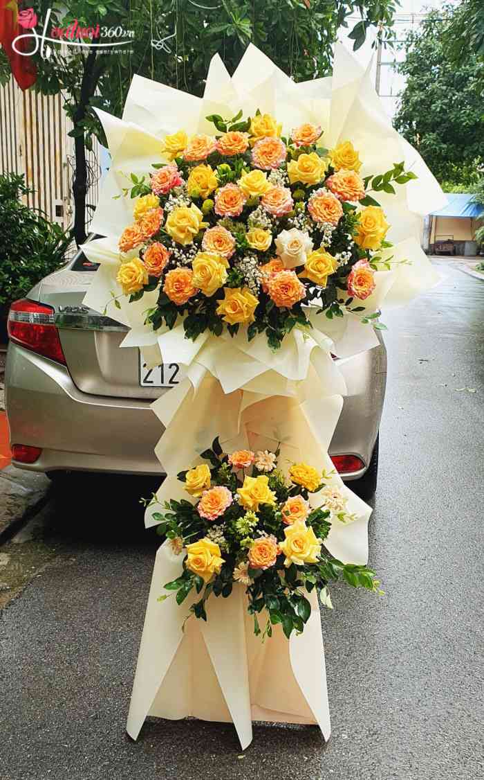Kệ hoa 2 tầng mừng khai trương công ty dịch vụ, công nghệ tại Phố Nối A