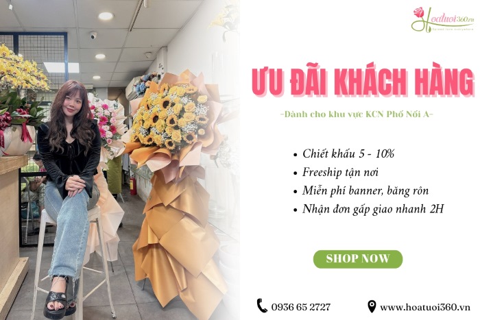Ưu đãi tại shop hoa khai trương KCN Phố Nối A