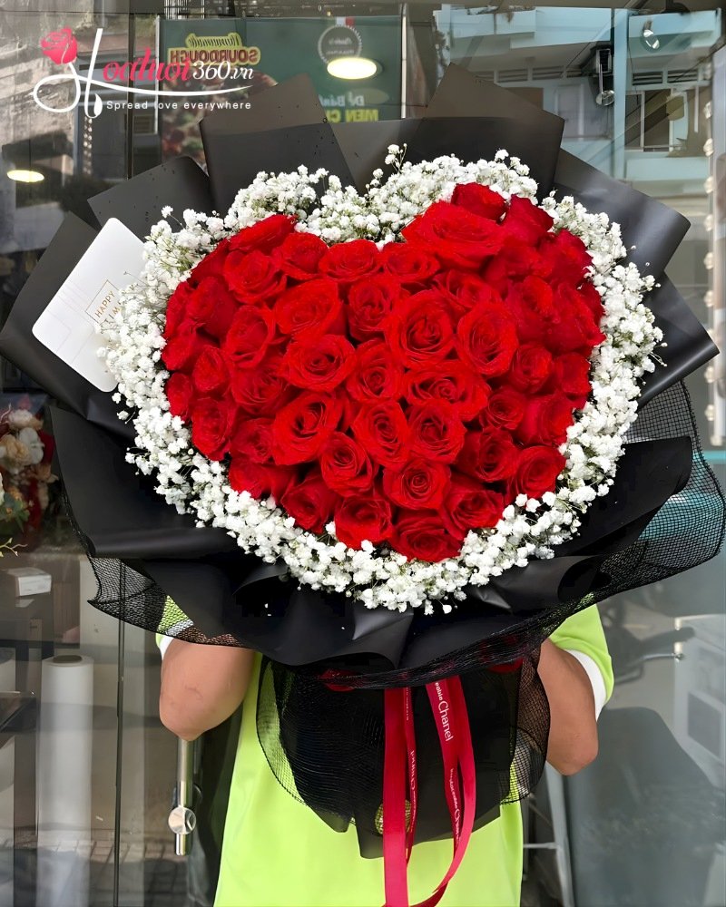 Bó hoa hồng sinh nhật hình trái tim