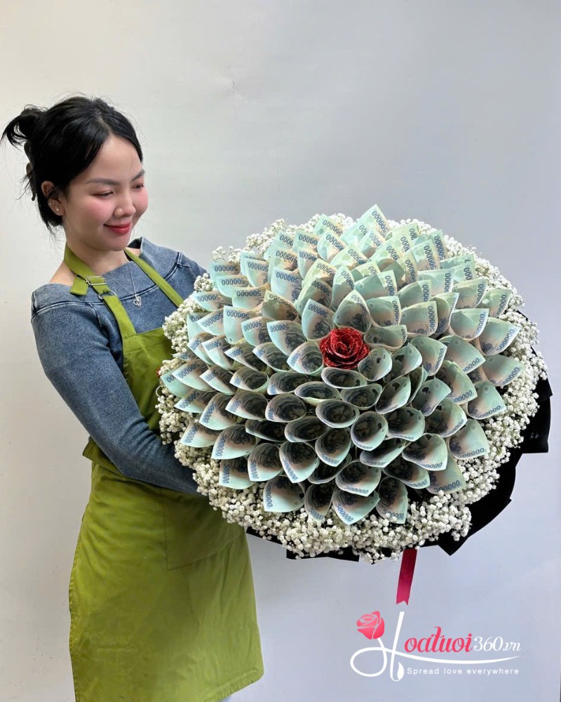 Bó hoa tiền 500k 100 tờ