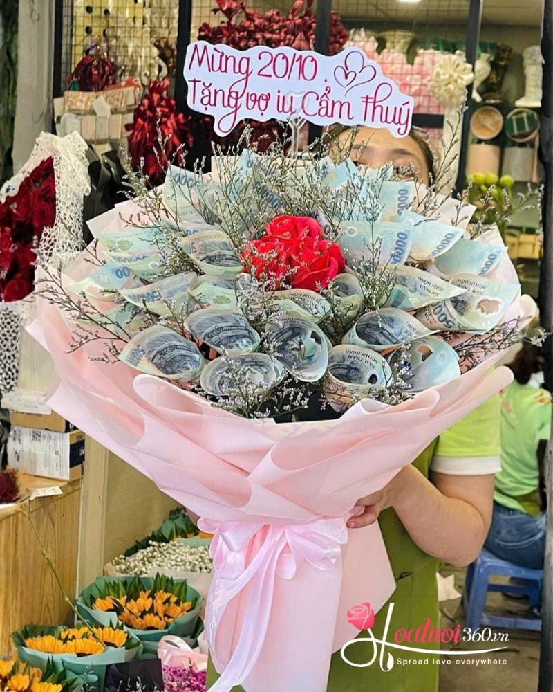 Bó hoa tiền 500k 20 tờ