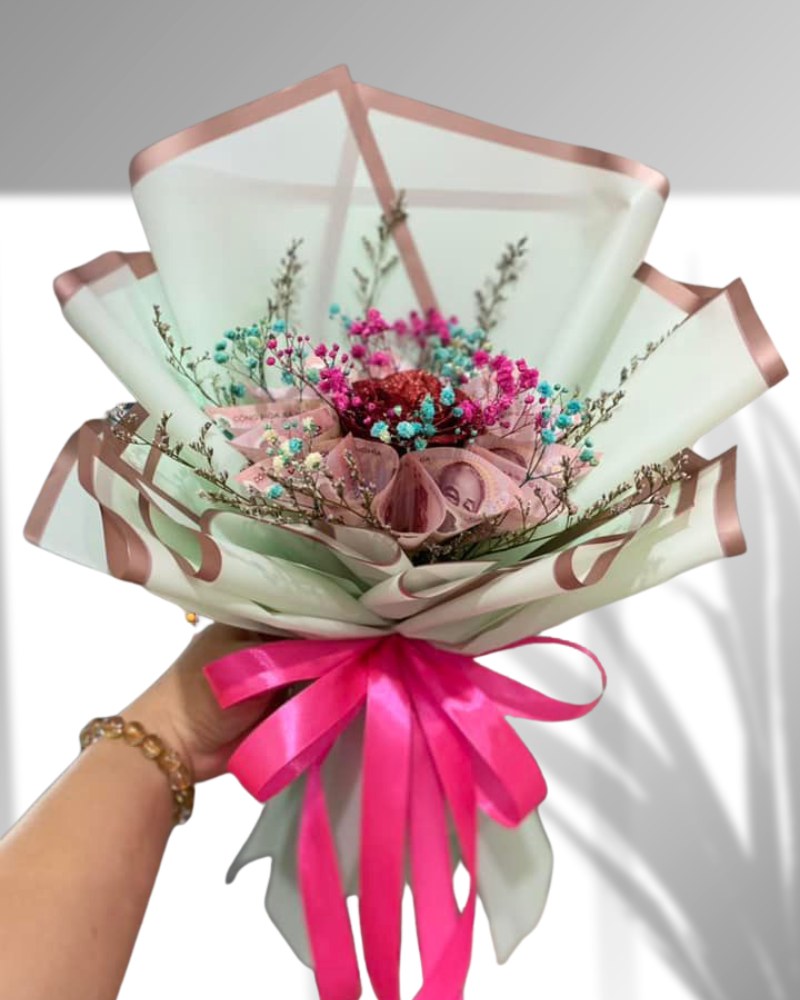 Bó hoa tiền 50k 10 tờ