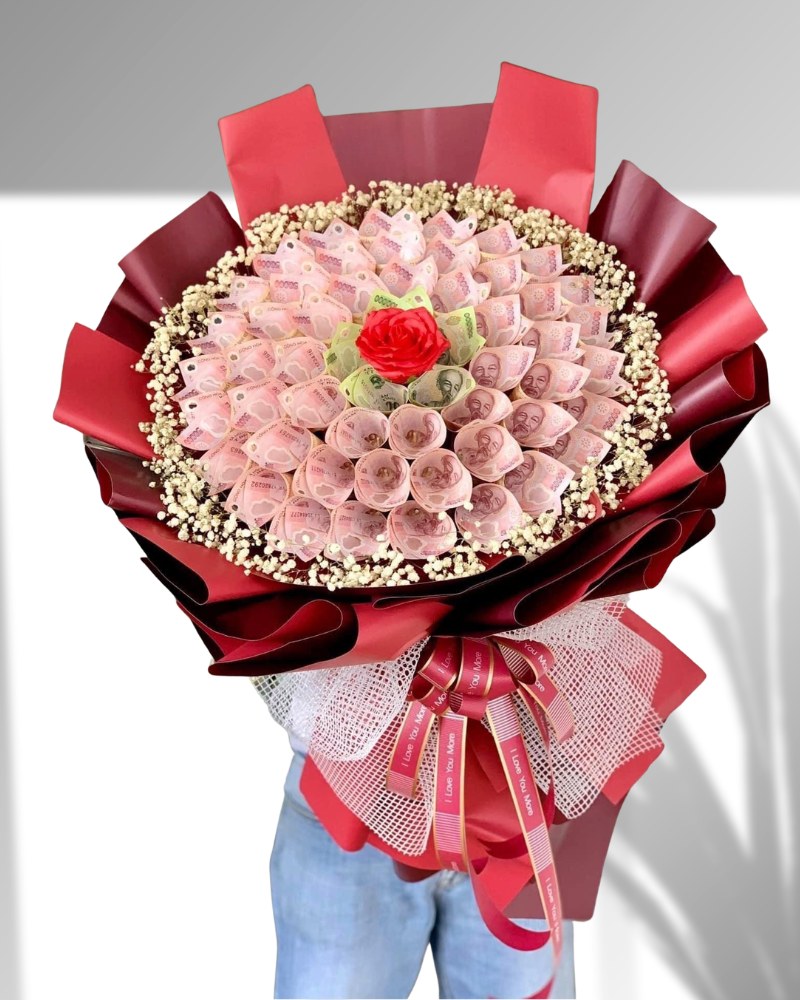 Bó hoa tiền 50k 100 tờ