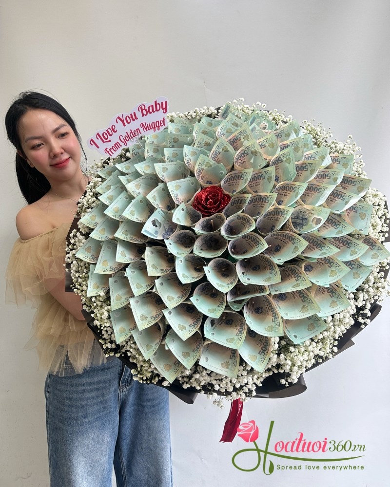 Bó hoa tiền polime 100k, 200k, 500k tặng sinh nhật