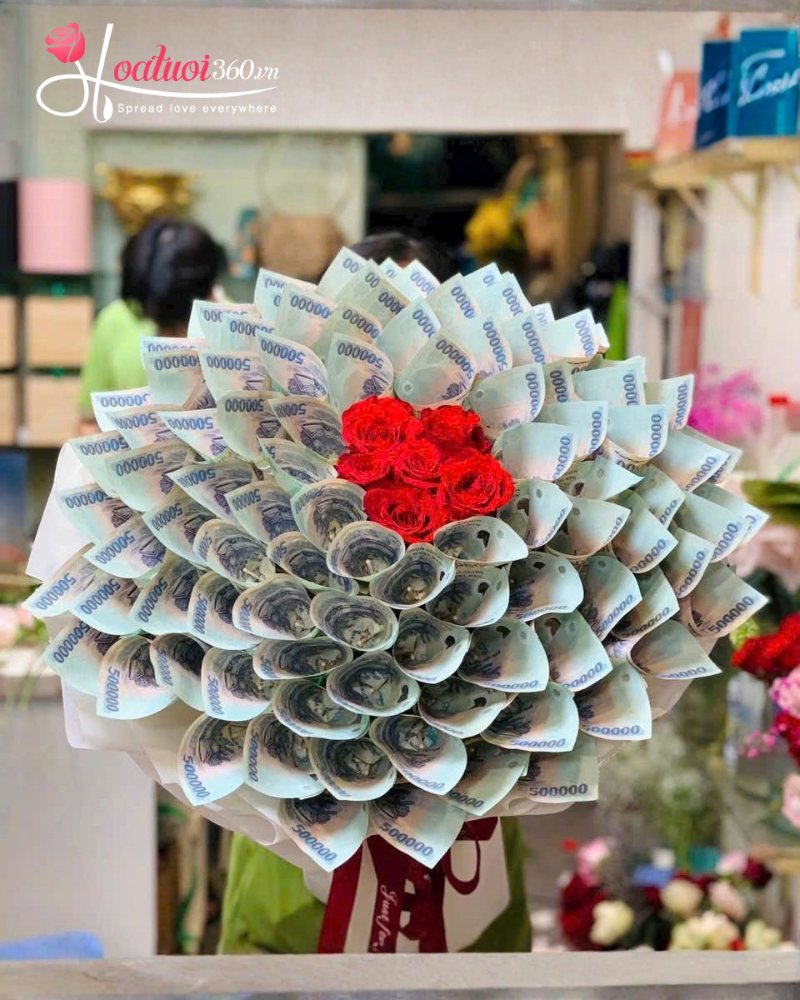 Bó hoa tiền sinh nhật tạo hình