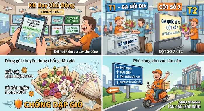 Các bước đặt hoa tại sân bay Nội Bài