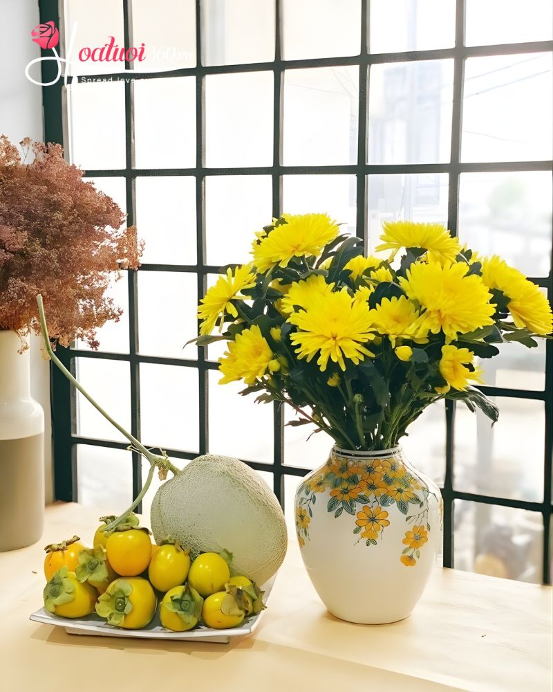 Cách cắm hoa chơi tết với cúc vàng đại đoá