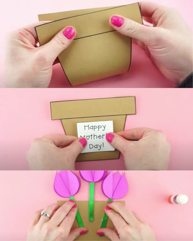các bước làm hoa chậu mini bằng giấy tặng mẹ 8/3