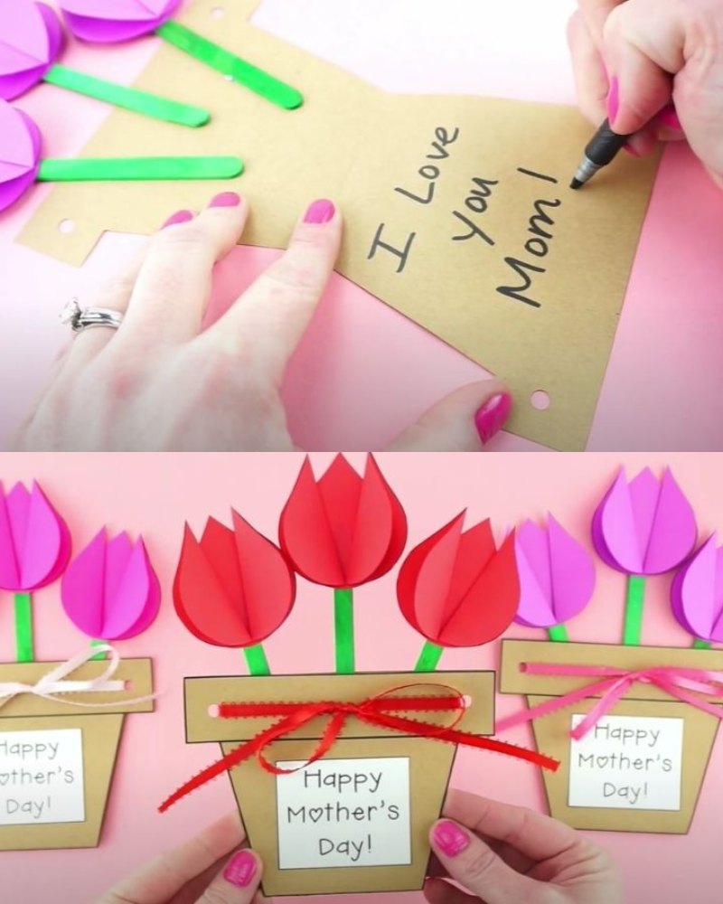 cách giấu lời chúc trong chậu hoa mini tặng mẹ 8/3