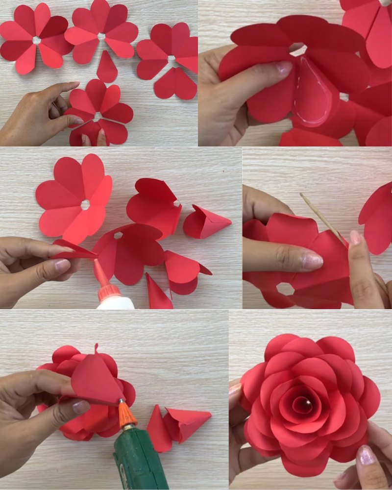 hoàn thiện bông hoa hồng giấy tặng 8/3