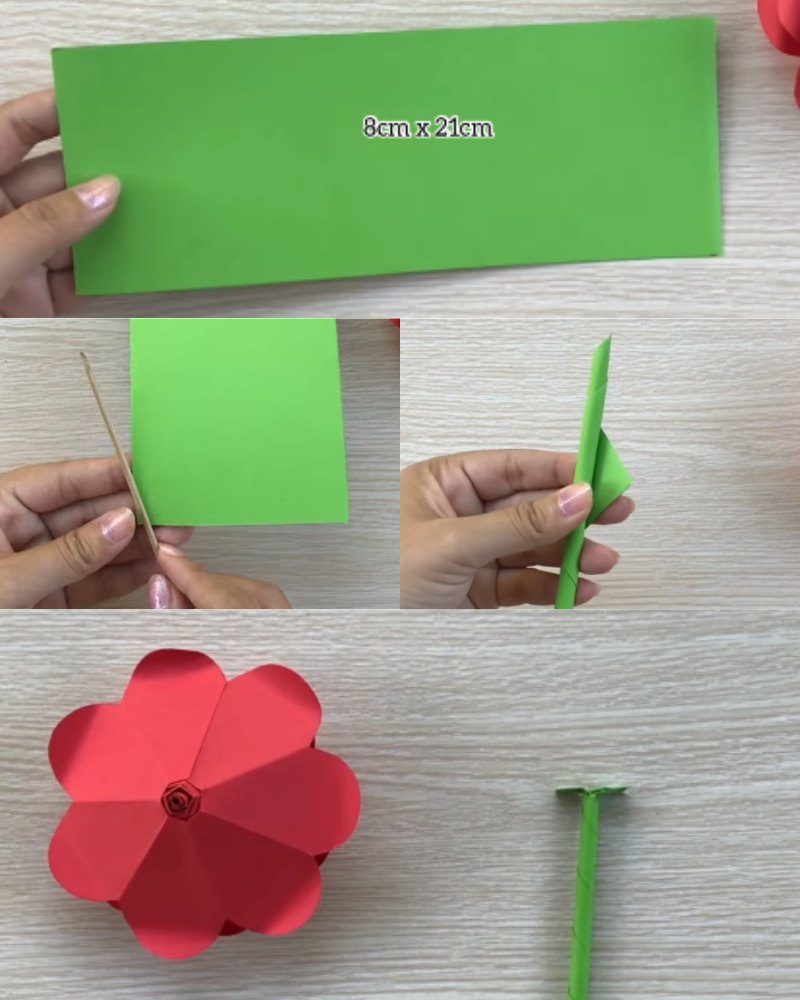 cách làm cành hoa hồng giấy