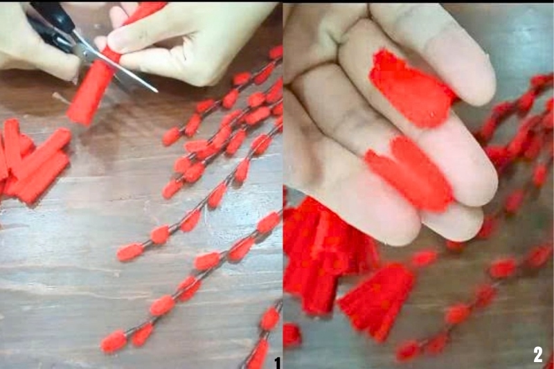 tạo hình nụ tầm xuân bằng cách gập đôi