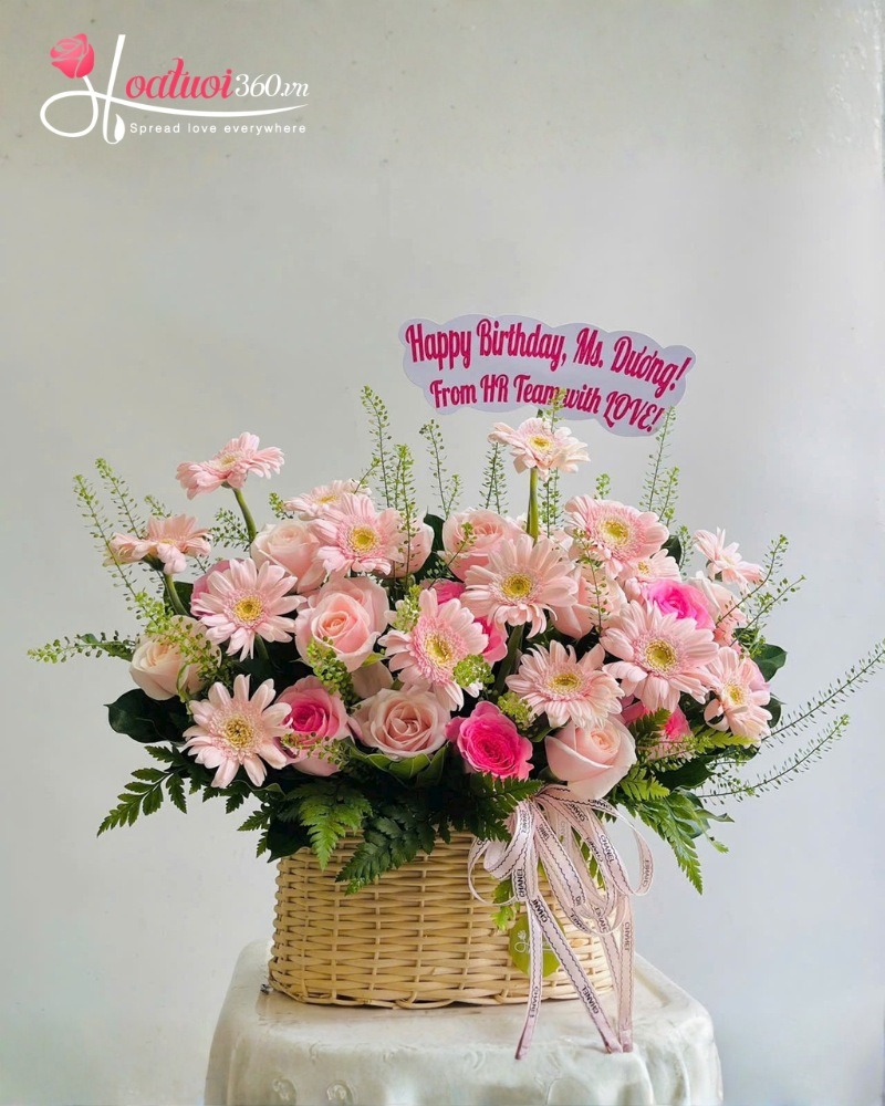 Giỏ hoa sinh nhật mix nhiều loại hoa